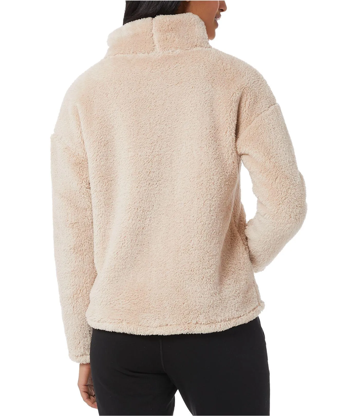 32 Degrees Women's Sherpa Mock-Neck Sweater, Coconut Ivory, L