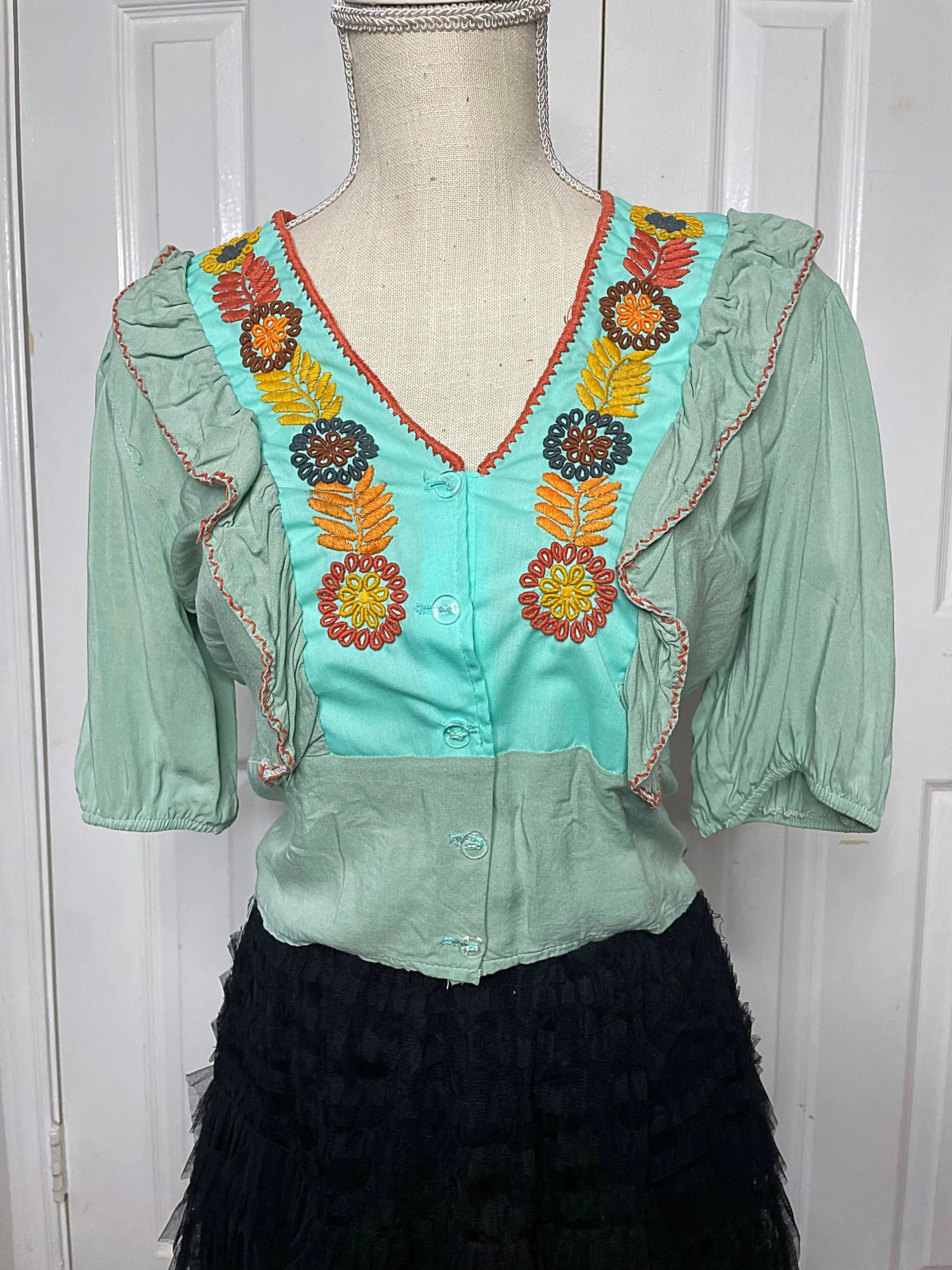 3/4 sleeve Chiapas crop top