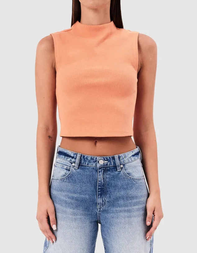 Abrand - Heather Icon Mock Neck Top in Burnt Orange