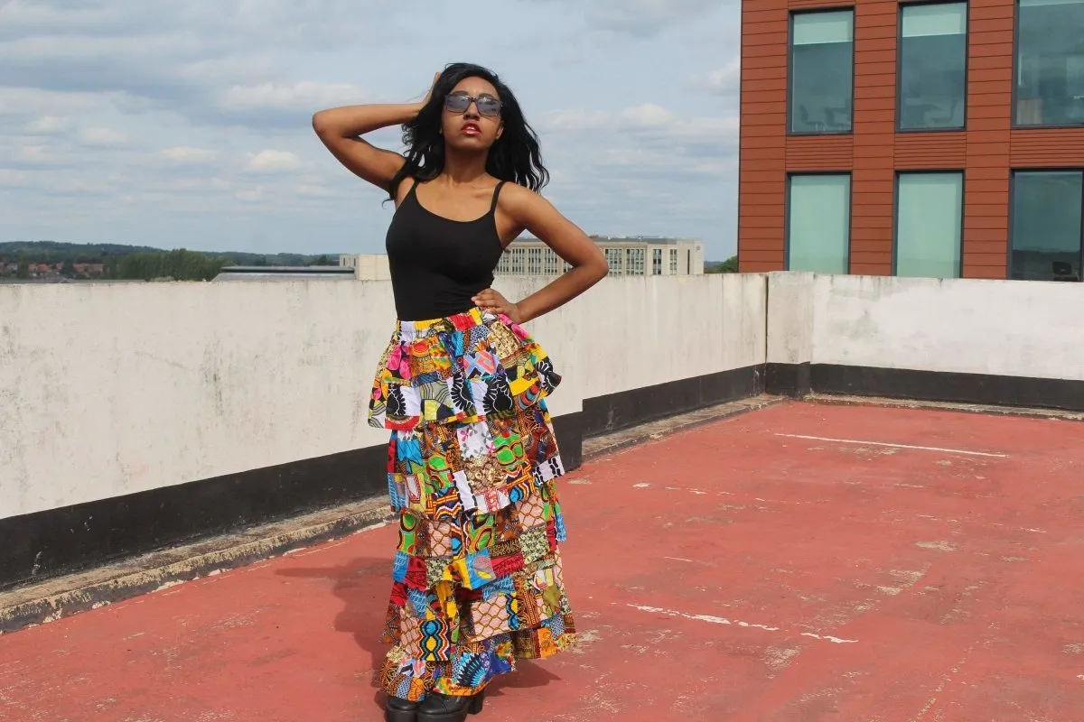 African Patchwork Skirt, Rah Rah - Festival Skirt