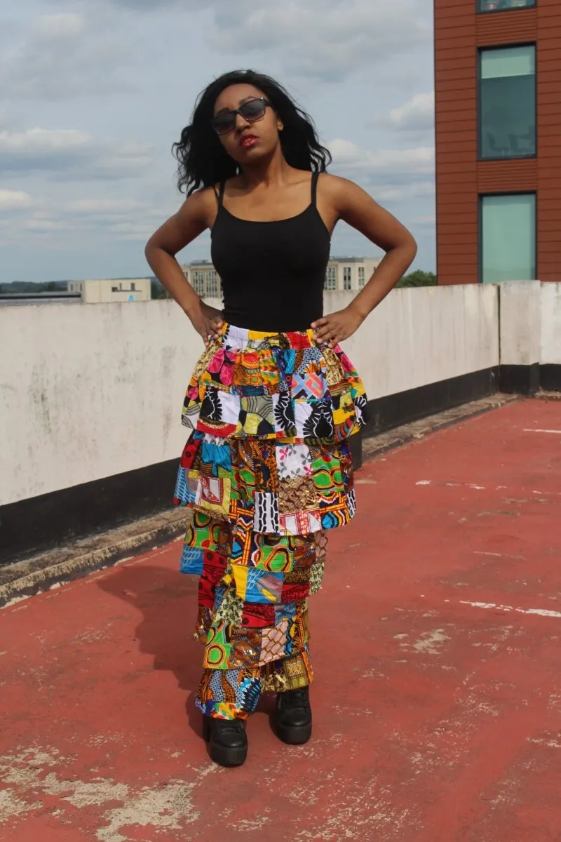 African Patchwork Skirt, Rah Rah - Festival Skirt