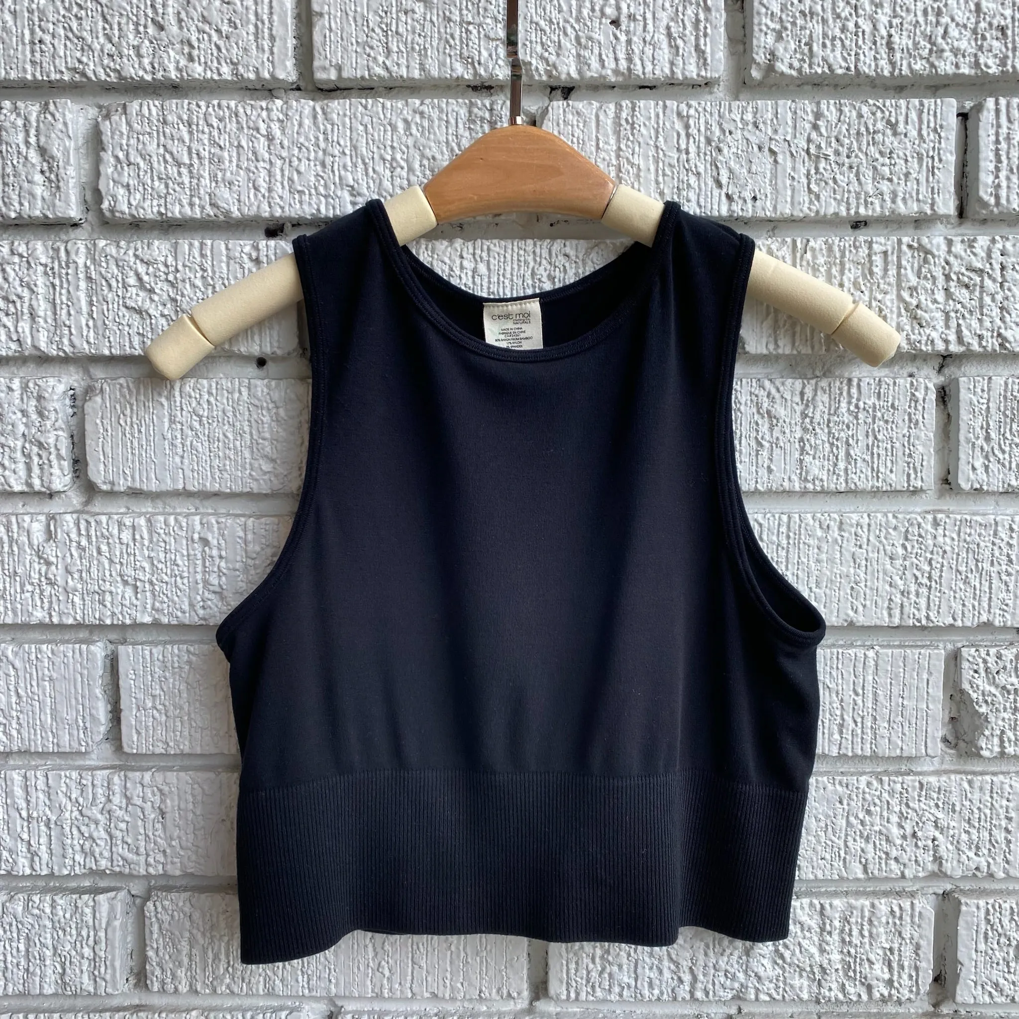 Bamboo High Neck Crop Top