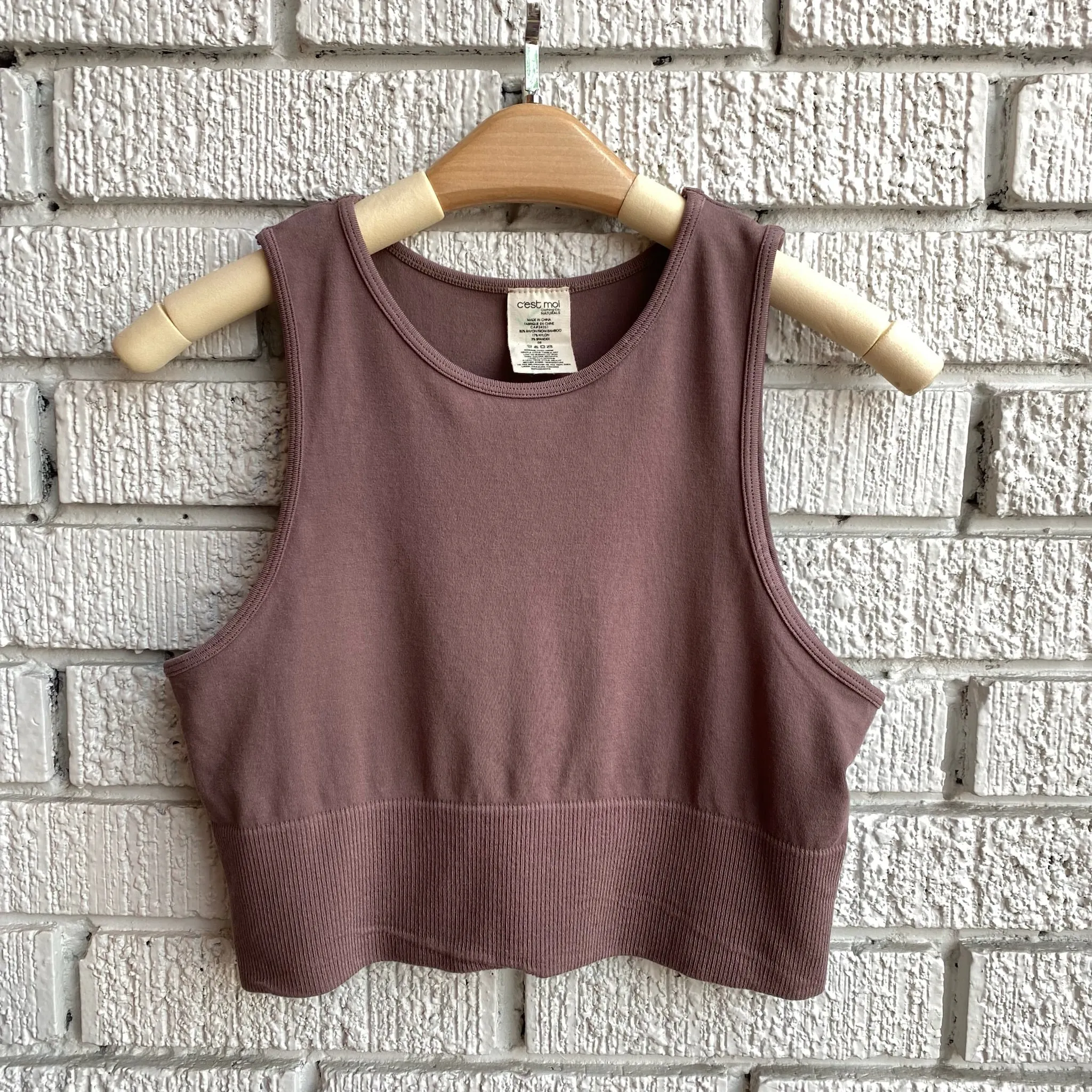 Bamboo High Neck Crop Top