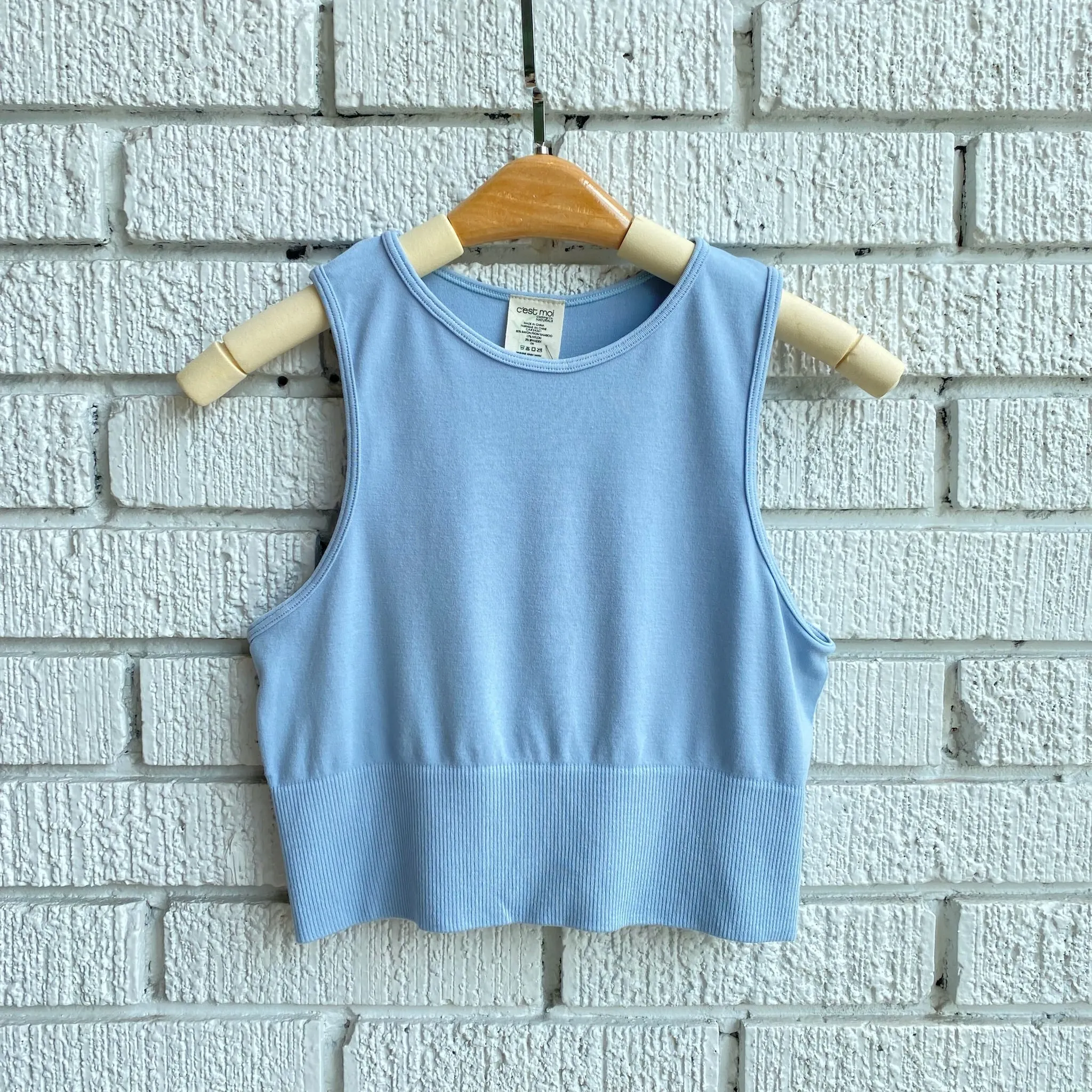 Bamboo High Neck Crop Top