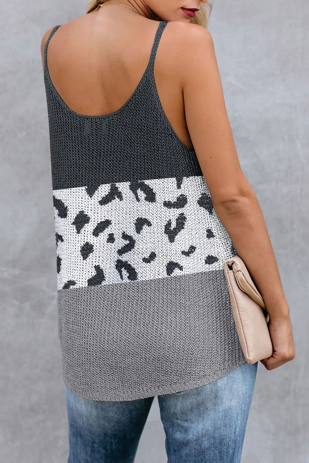 Black Colorblock Knit Tank Top