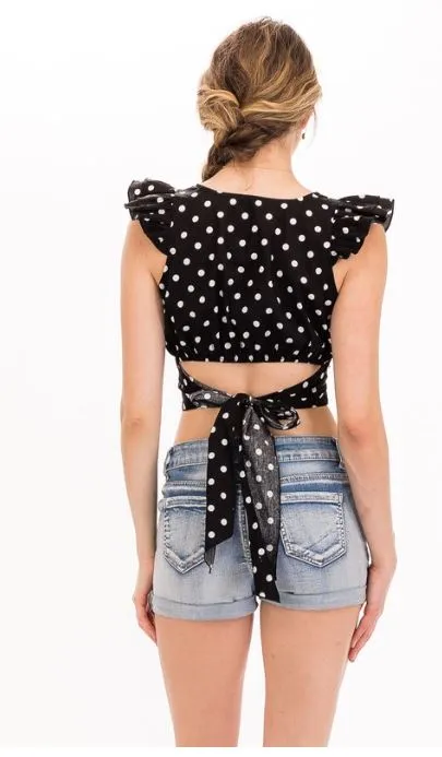 Black Polka Dot Crop Top