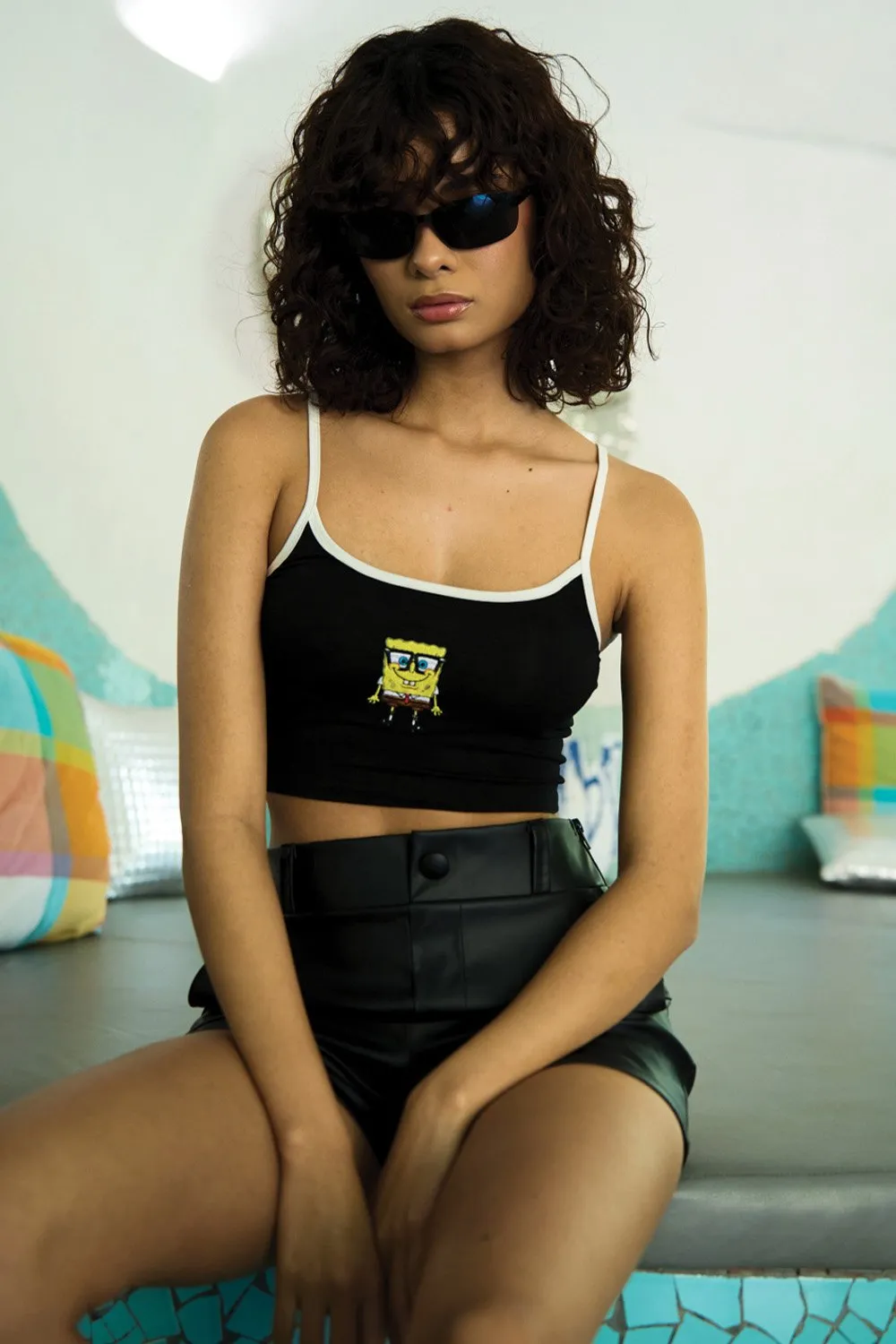 Black SpongeBob Cami Crop Top