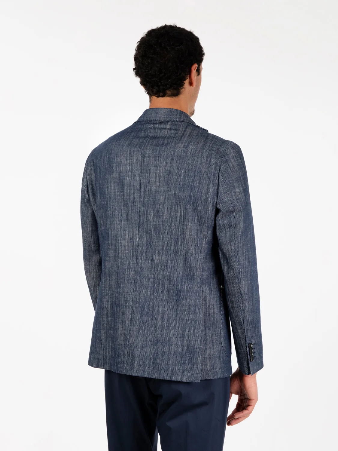 Blazer monopetto denim blu