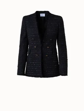 Bouclé-Blazer mit Fransen