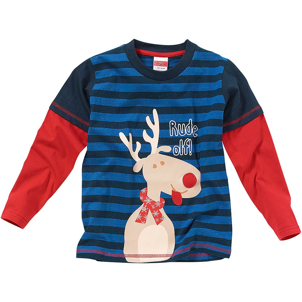 Boys Rude Off! Reindeer Top