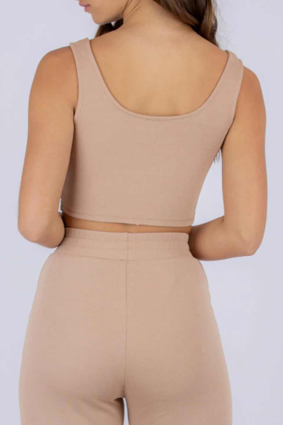 Camel Lounge Knit Crop Tank Top