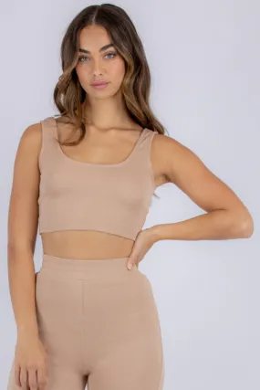 Camel Lounge Knit Crop Tank Top