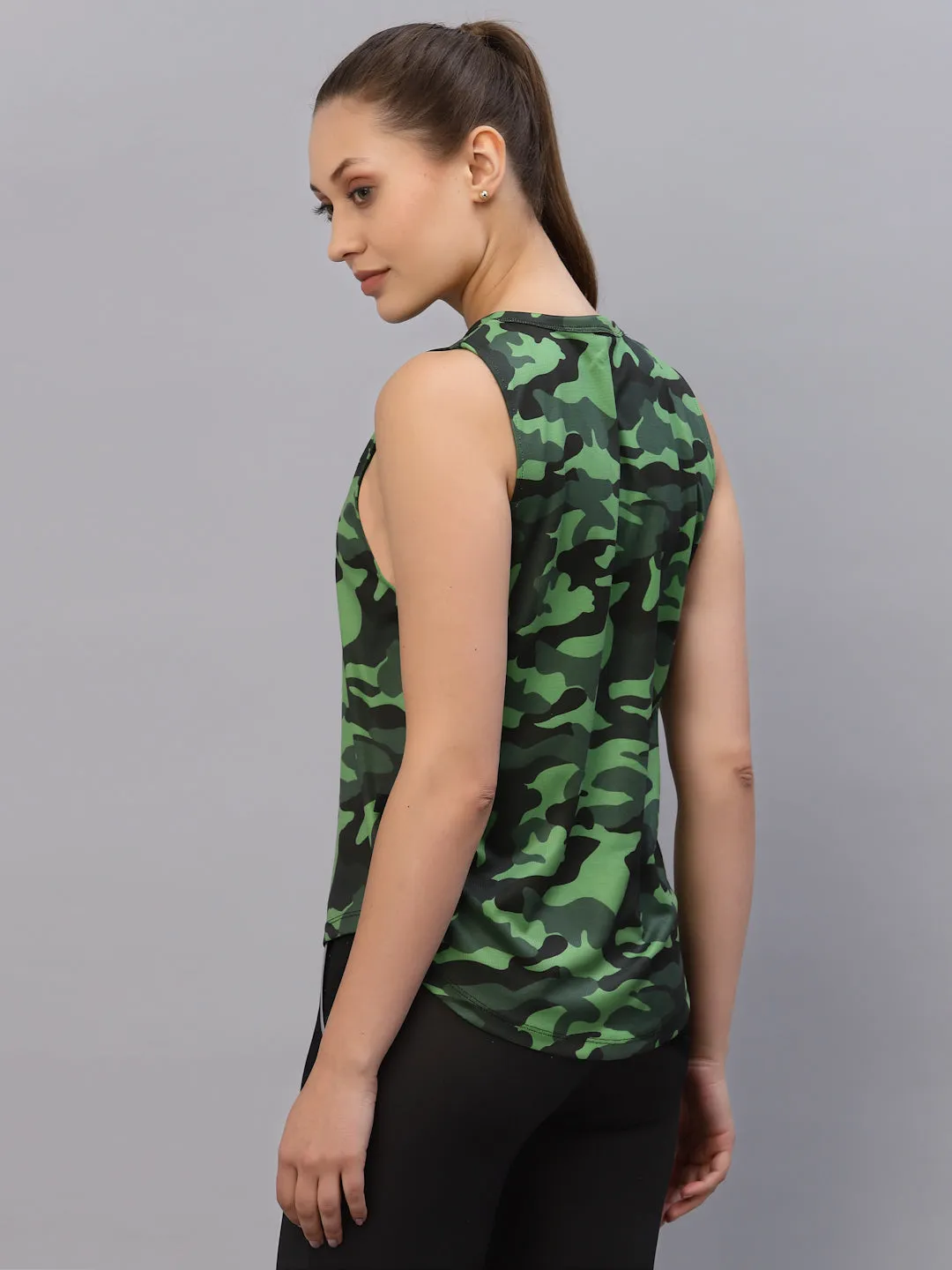 Camouflage Print Sleeveless Activewear Tank Top