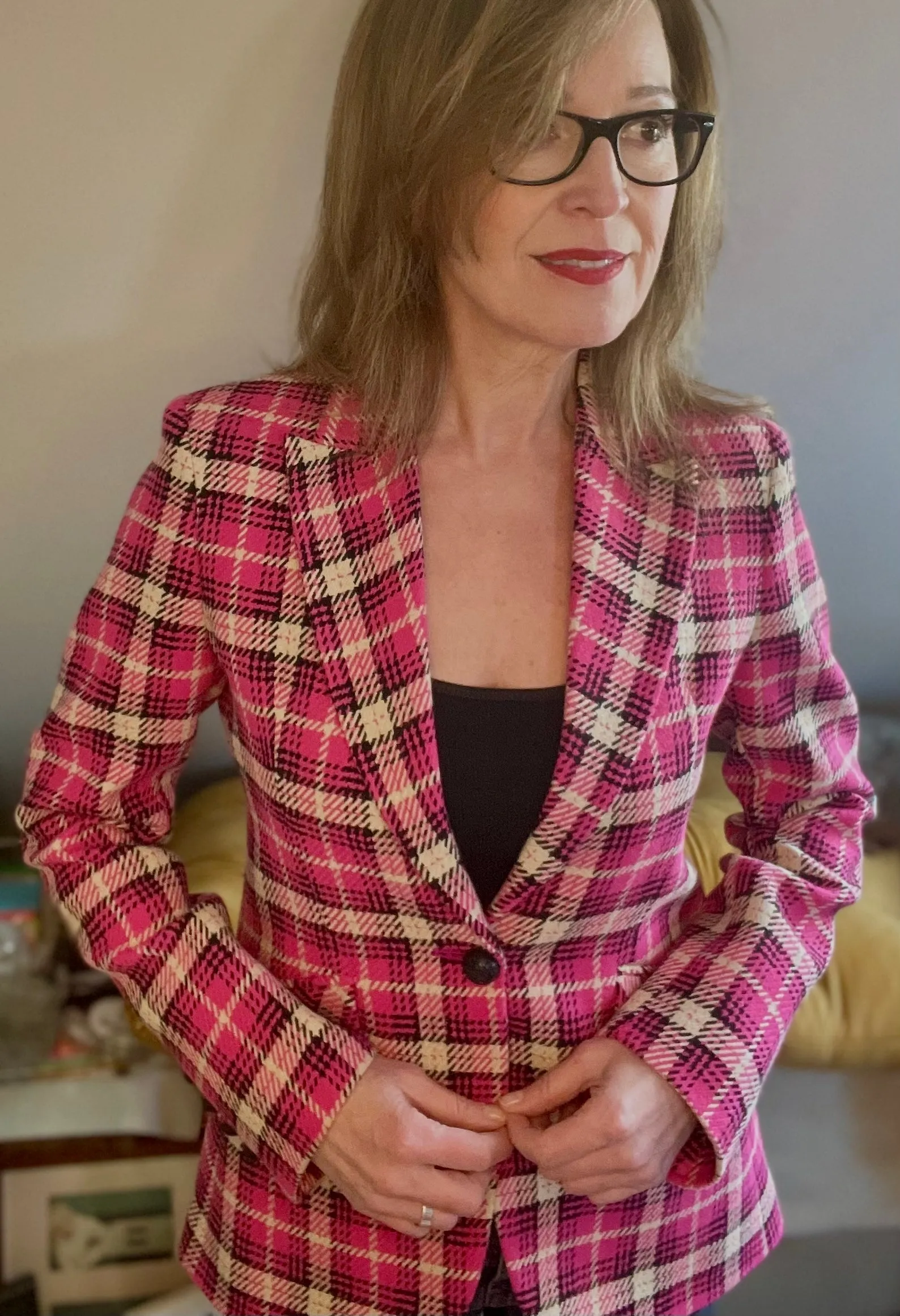 CAMPO Fuchsia Checker Blazer