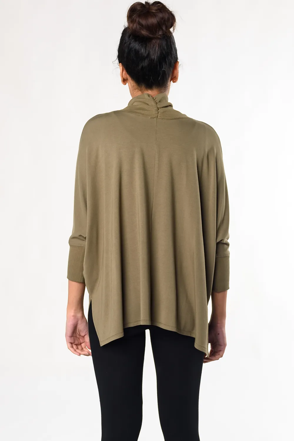 Colleen Bamboo Mock Neck Top - Moss Green