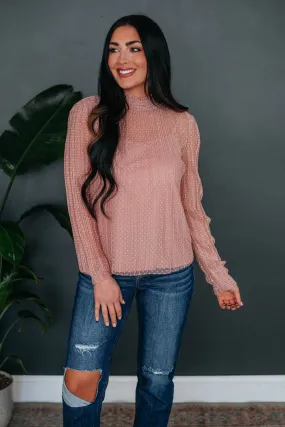 Cyndella Mock Neck Top - Mauve