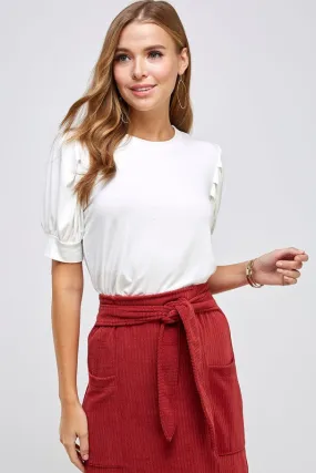 Dressy Bubble Sleeve Top In Off White