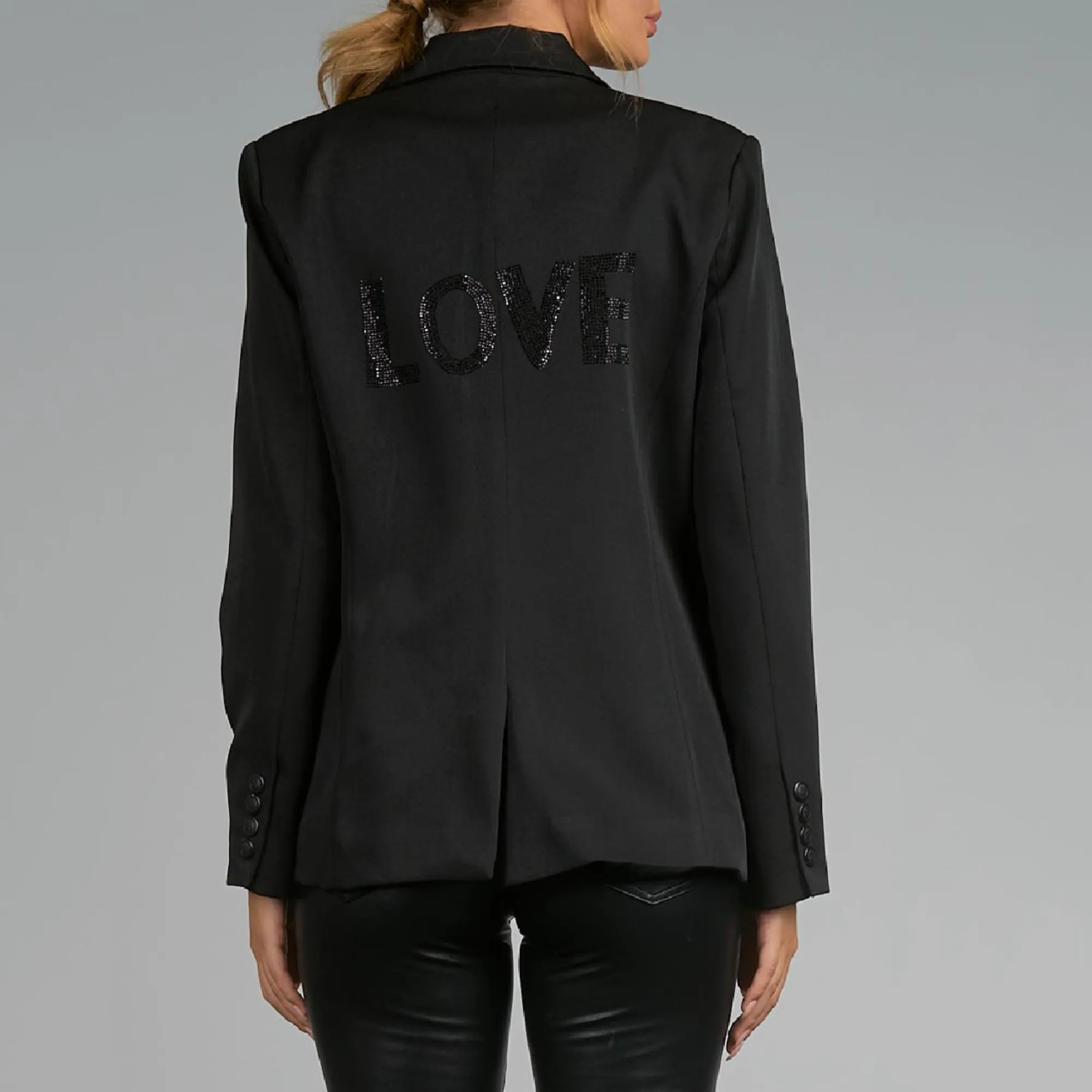 Elan Rhinestone Love Blazer