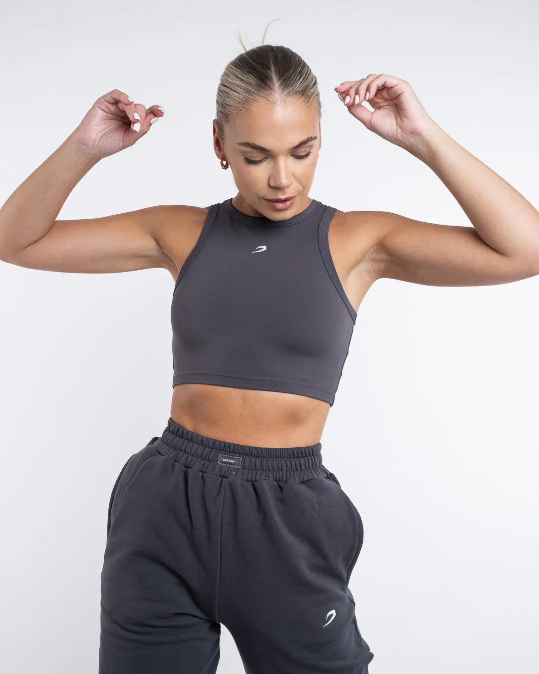 Essentials Racer Crop Top - Charcoal