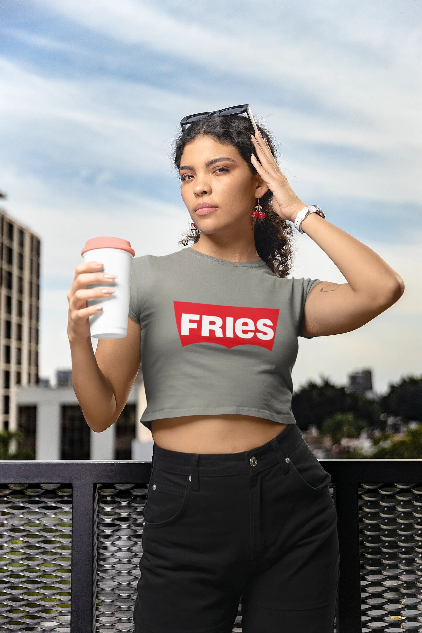 FRIES Levis style Crop Top