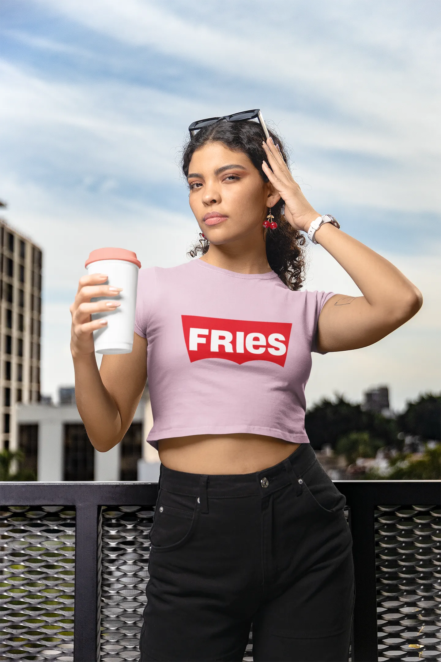 FRIES Levis style Crop Top