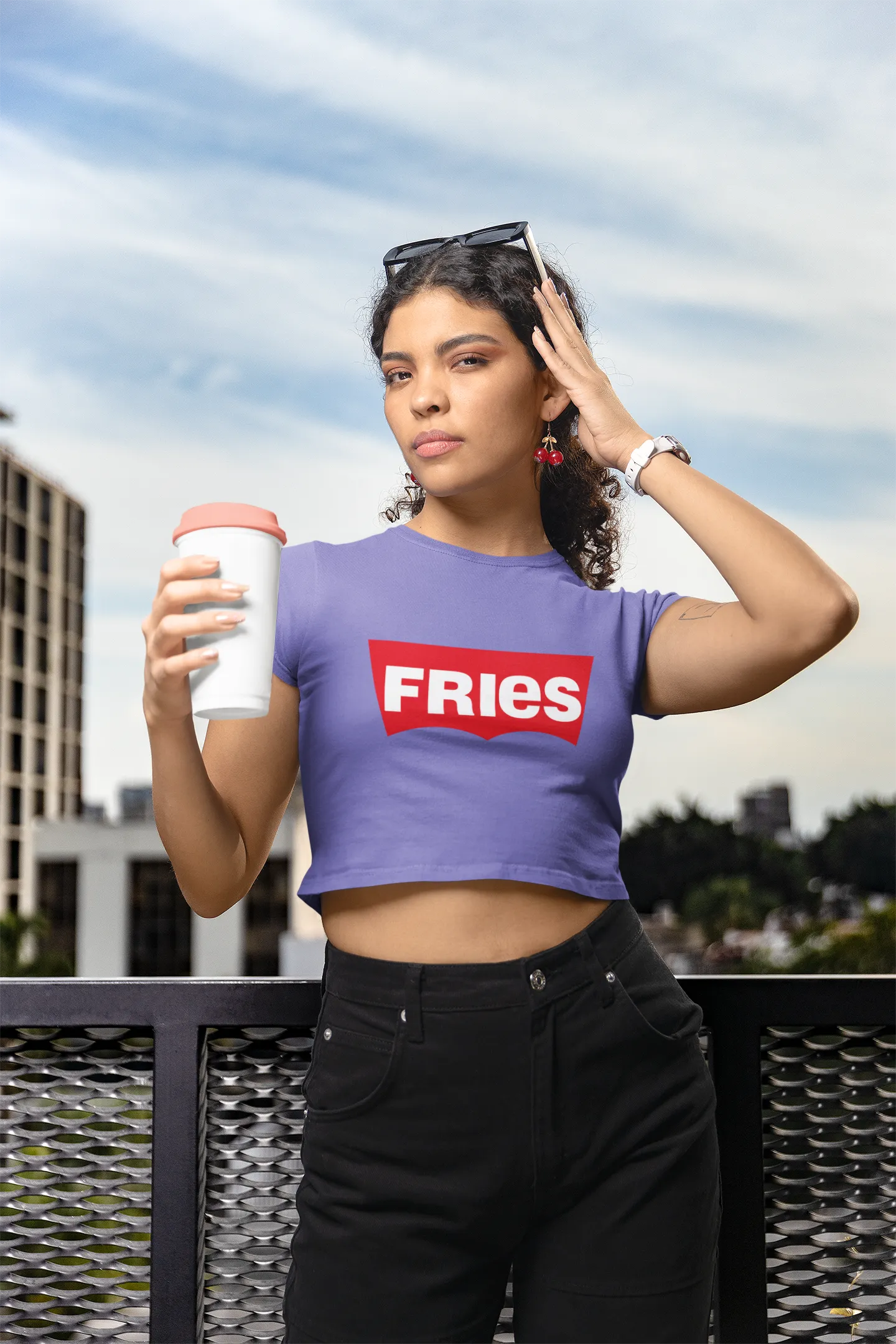 FRIES Levis style Crop Top