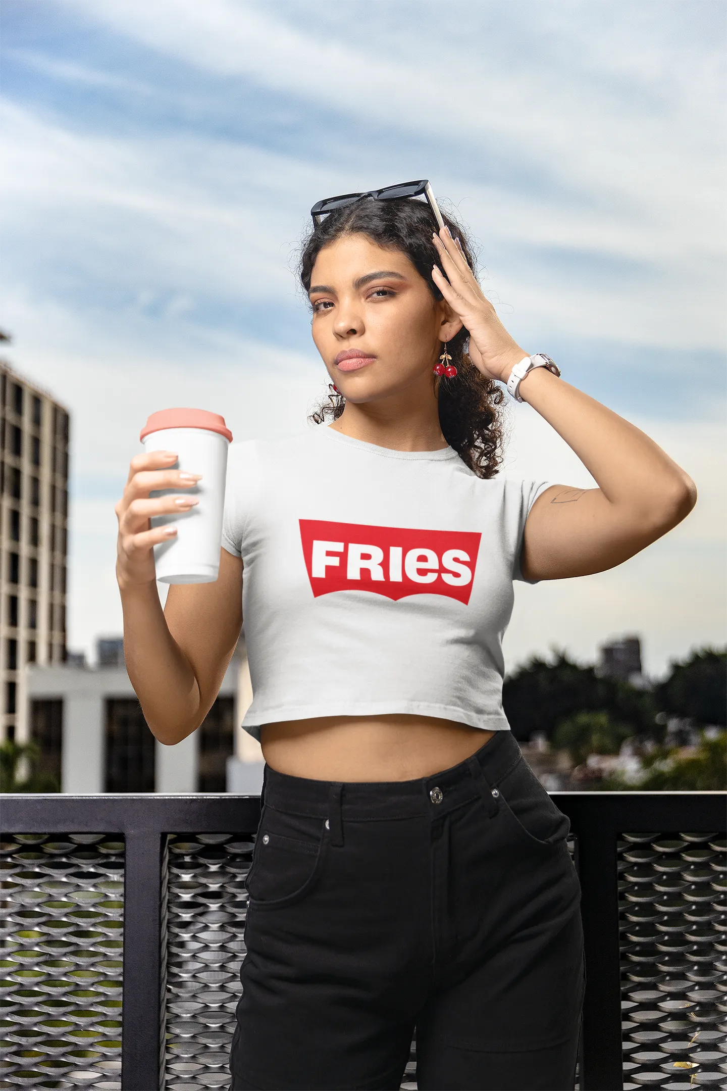 FRIES Levis style Crop Top