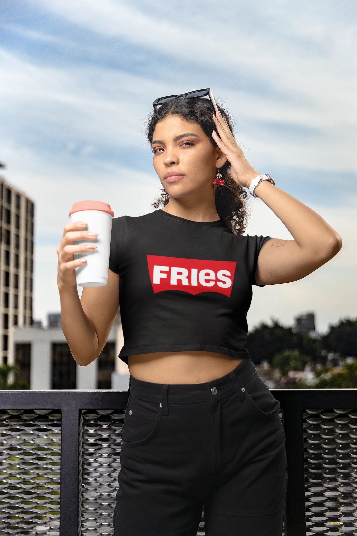 FRIES Levis style Crop Top