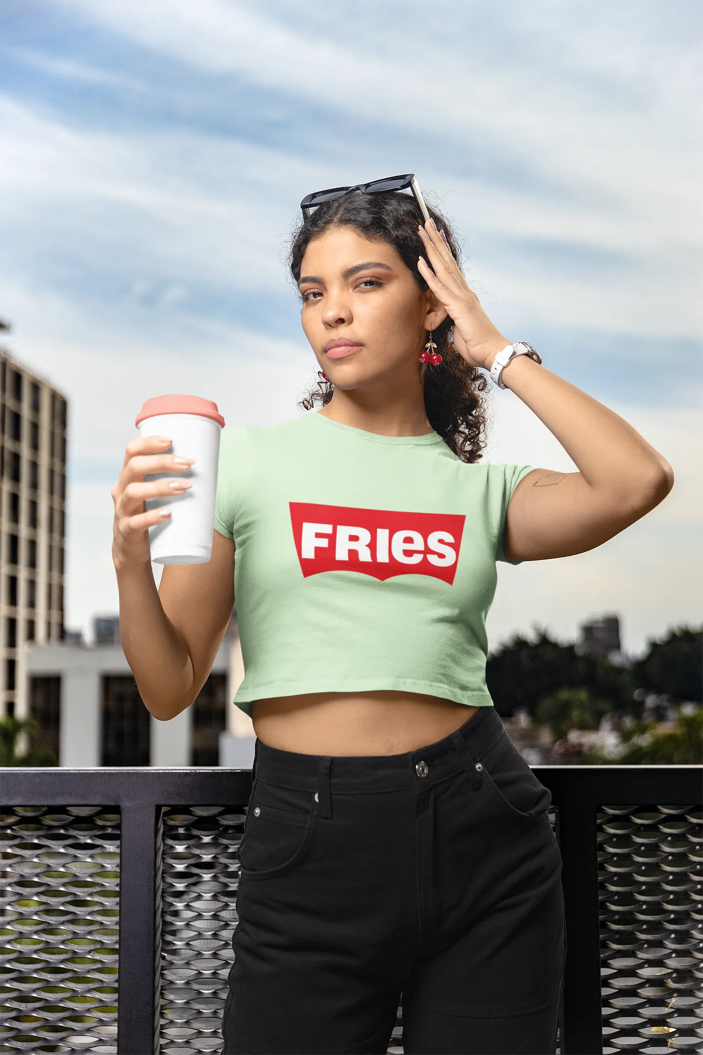 FRIES Levis style Crop Top