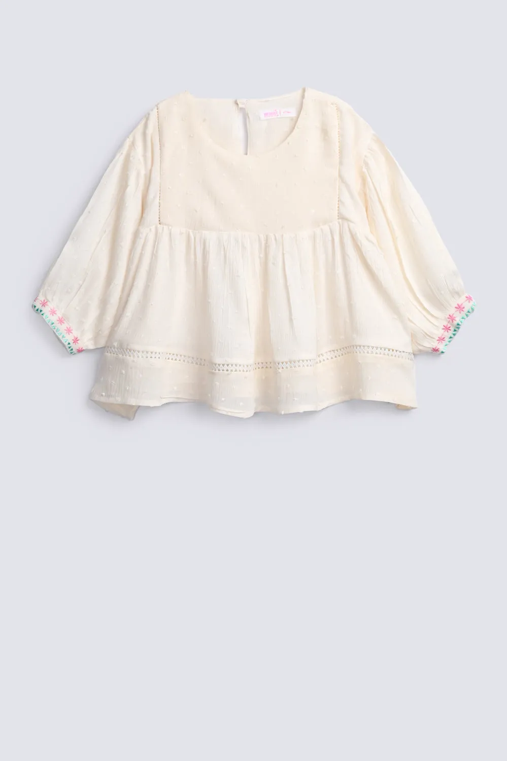 GIRLS DROP SHOULDER EMBROIDERED TOP