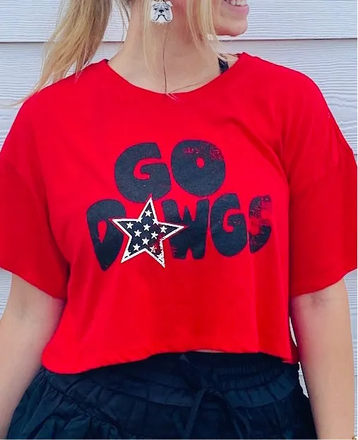 GO DAWGS RED CROP TOP