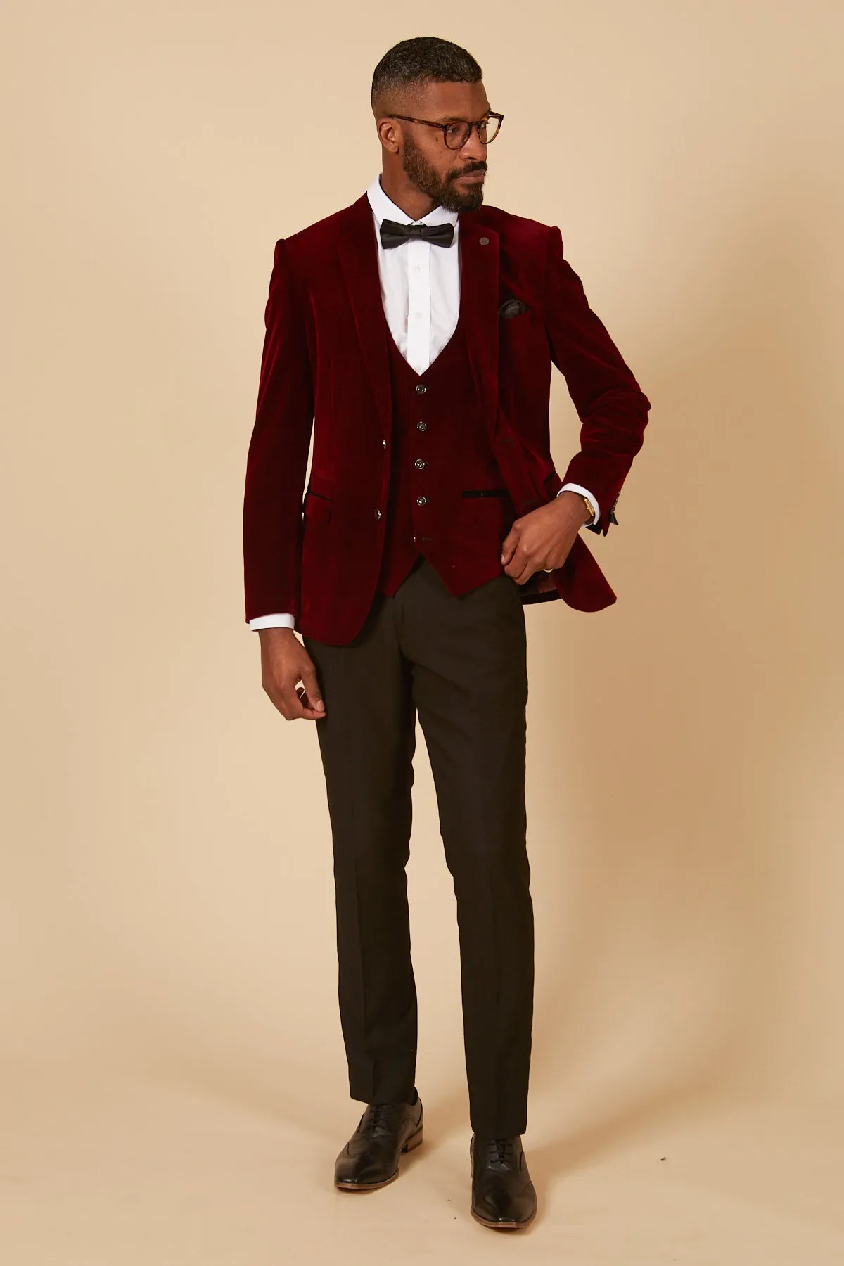 Hudson - Luxurious Wine-Colored Velvet Blazer for Stylish Elegance