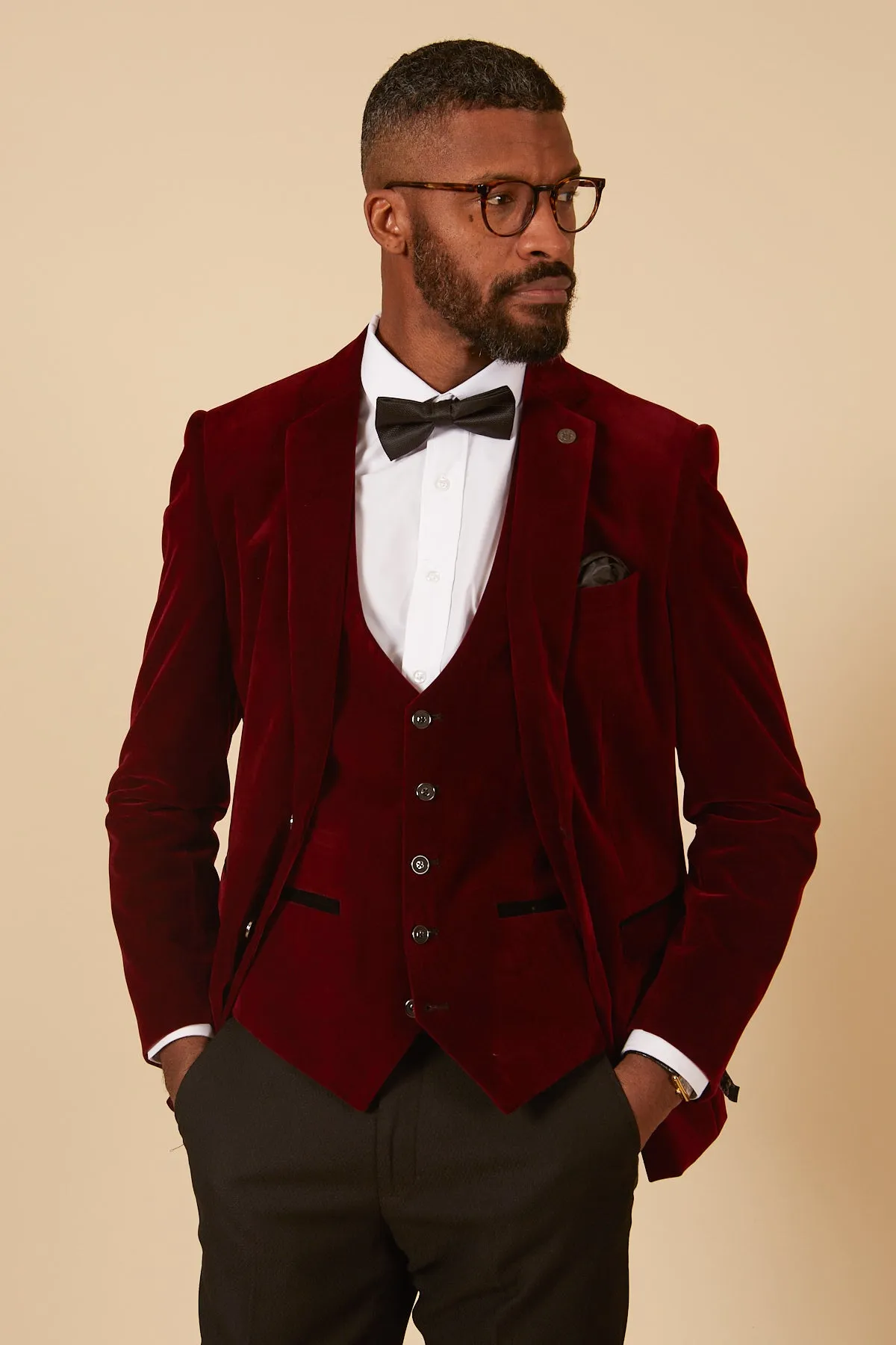 Hudson - Luxurious Wine-Colored Velvet Blazer for Stylish Elegance