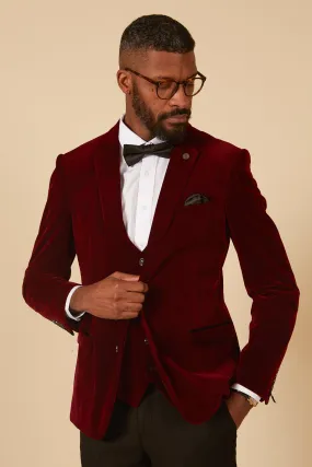 Hudson - Luxurious Wine-Colored Velvet Blazer for Stylish Elegance