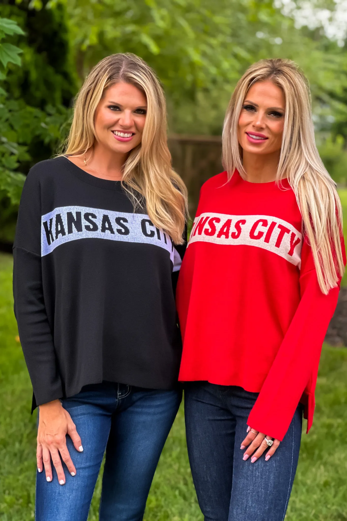 Kansas City Drop Shoulder Sweater : Black/White