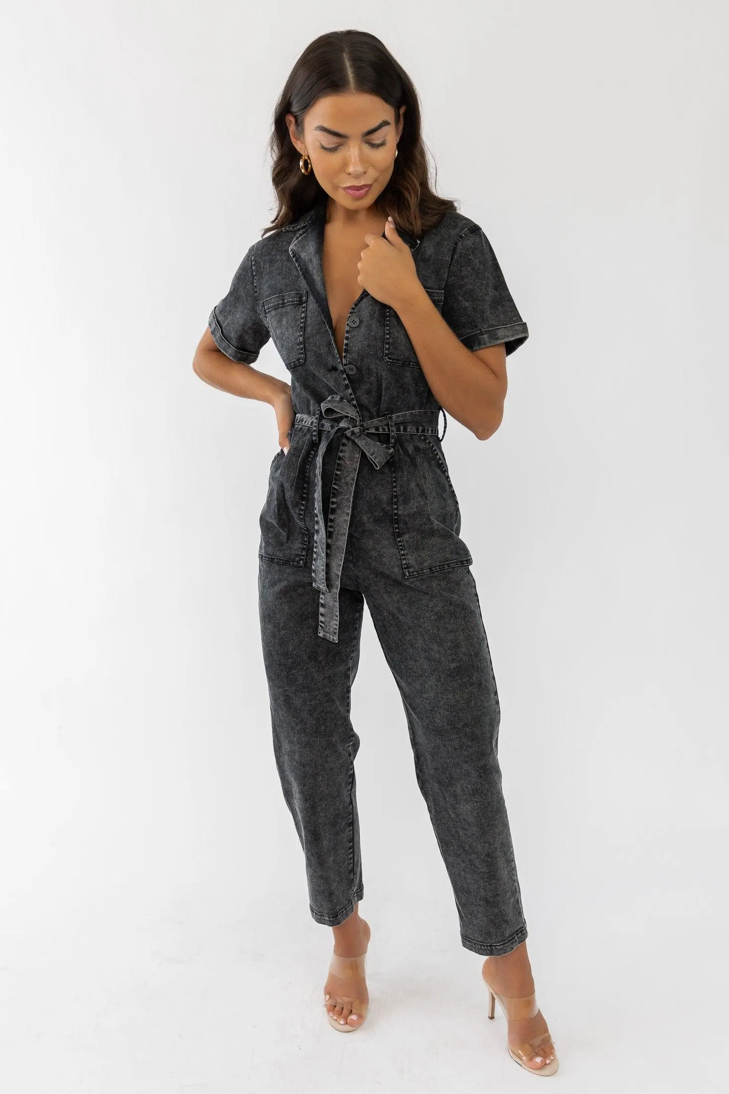 Kendall Black Washed Jumpsuit