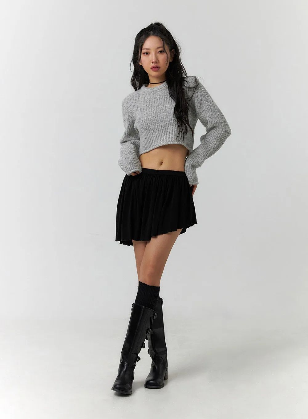 Knit Long Sleeve Crop Top CF405