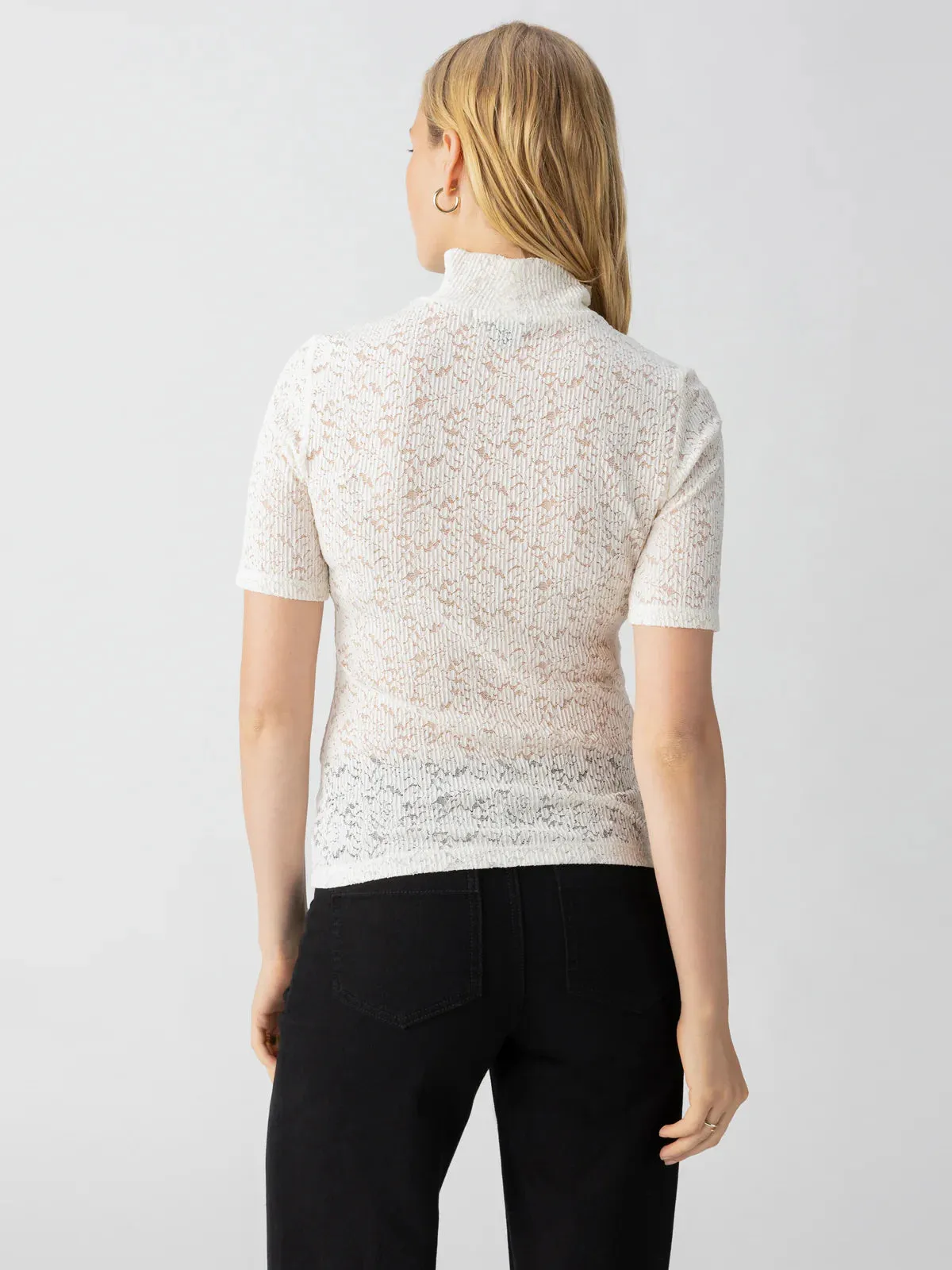 Lace Mock Neck - Chalk