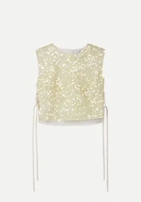 Les Coyotes Sequin top off-white/yellow