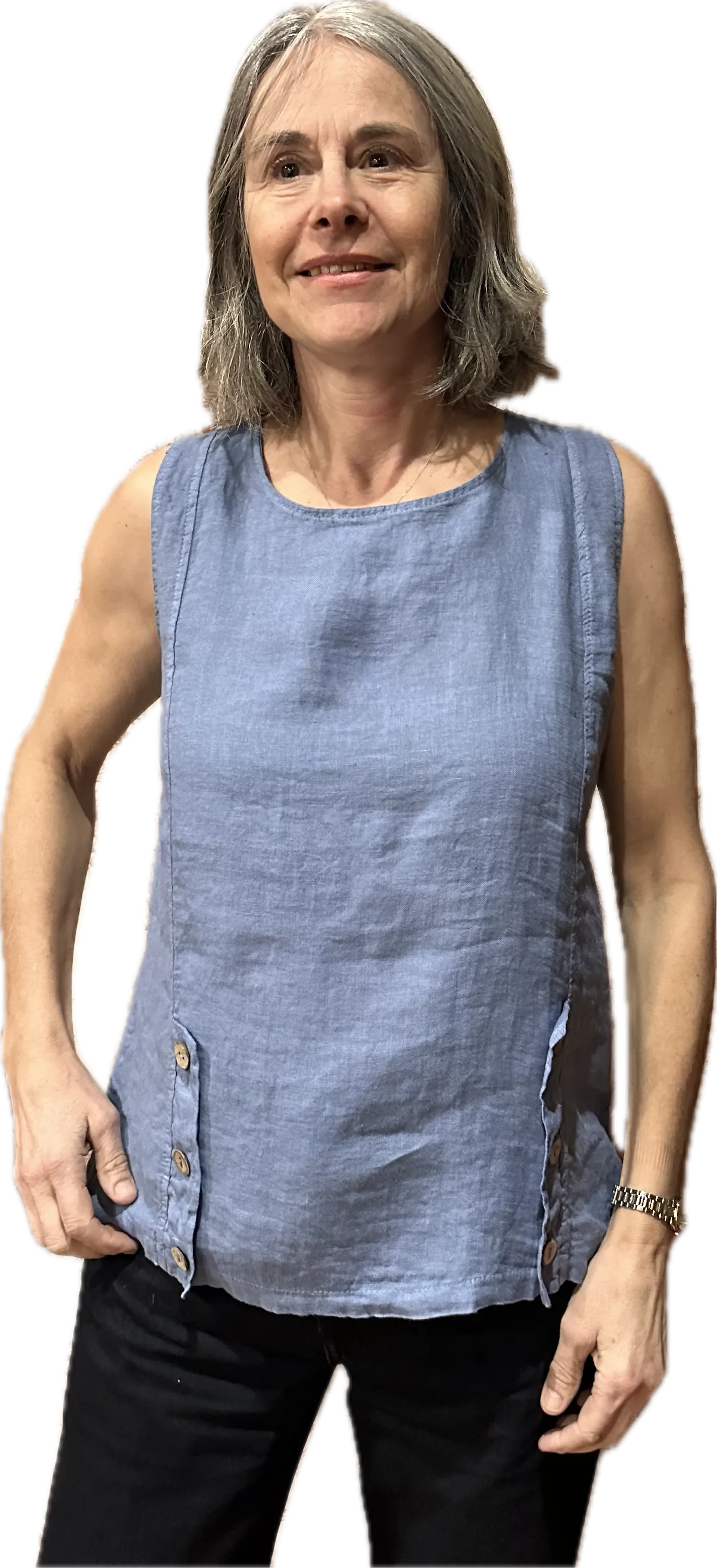 Linen - Tank Top - Blue