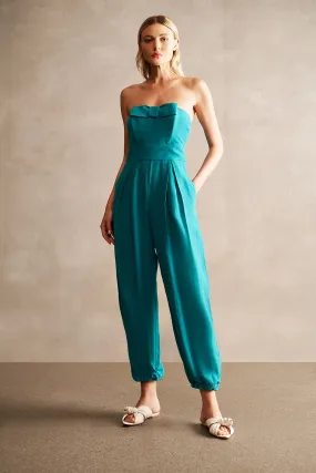 Lipstick Solid Strapless Jumpsuit