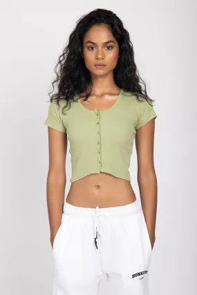 Matcha Button Up Crop Top