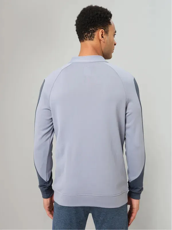 Men Colorblock Slim Fit Mock Neck Jacket with TECHNO GUARD