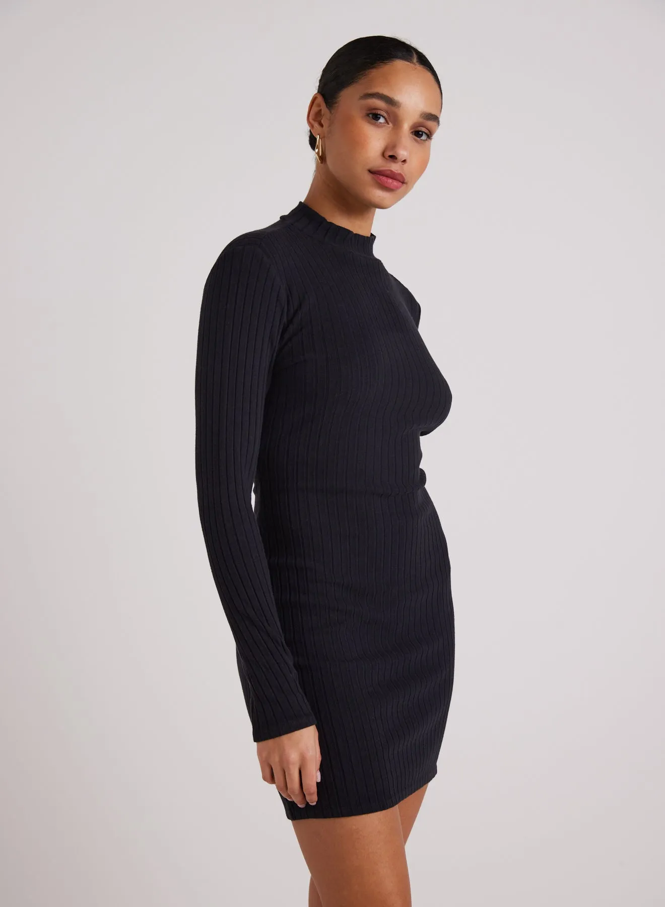 Mini Mock Neck Dress - Black