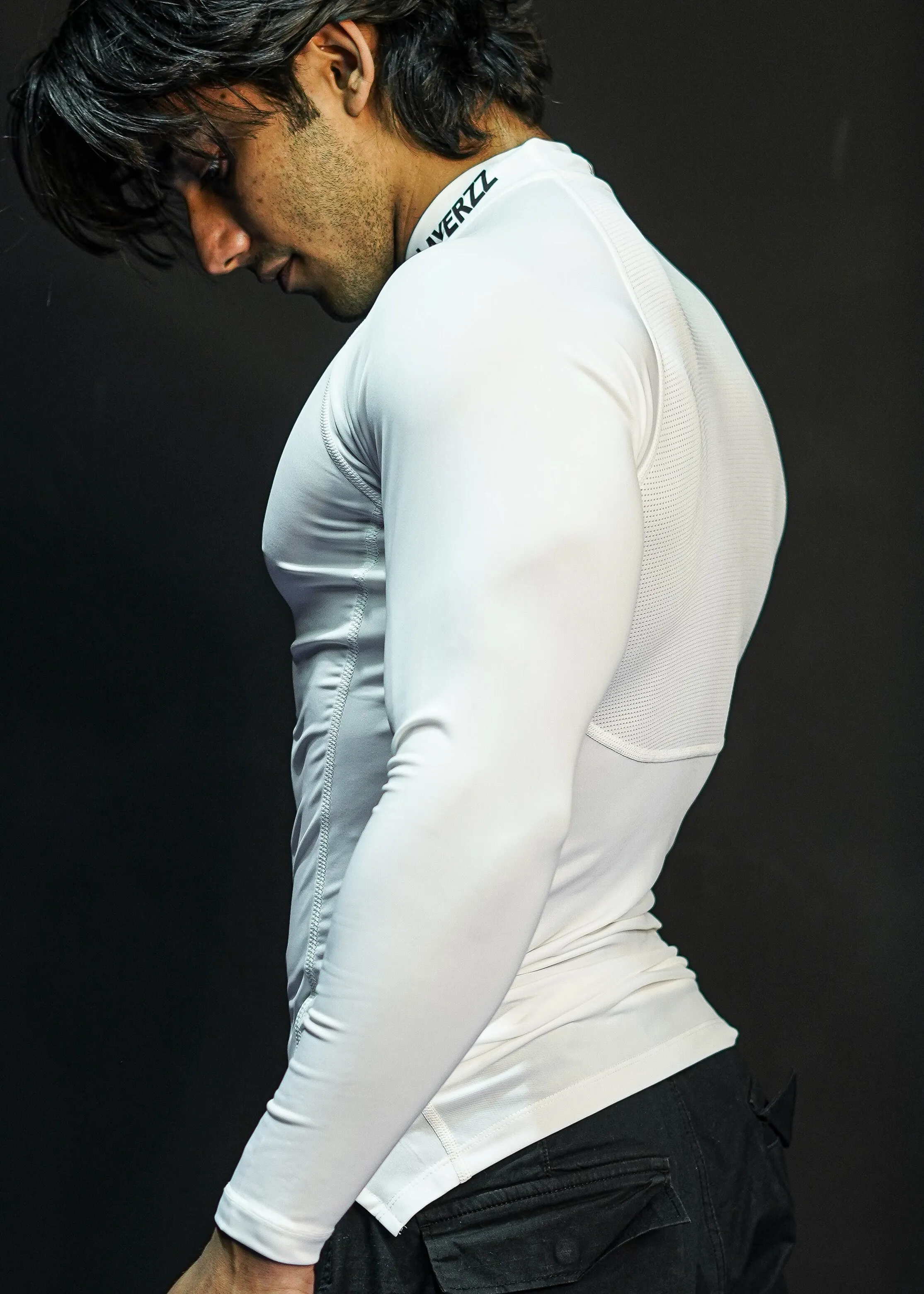 Mock neck compression full sleeve - White