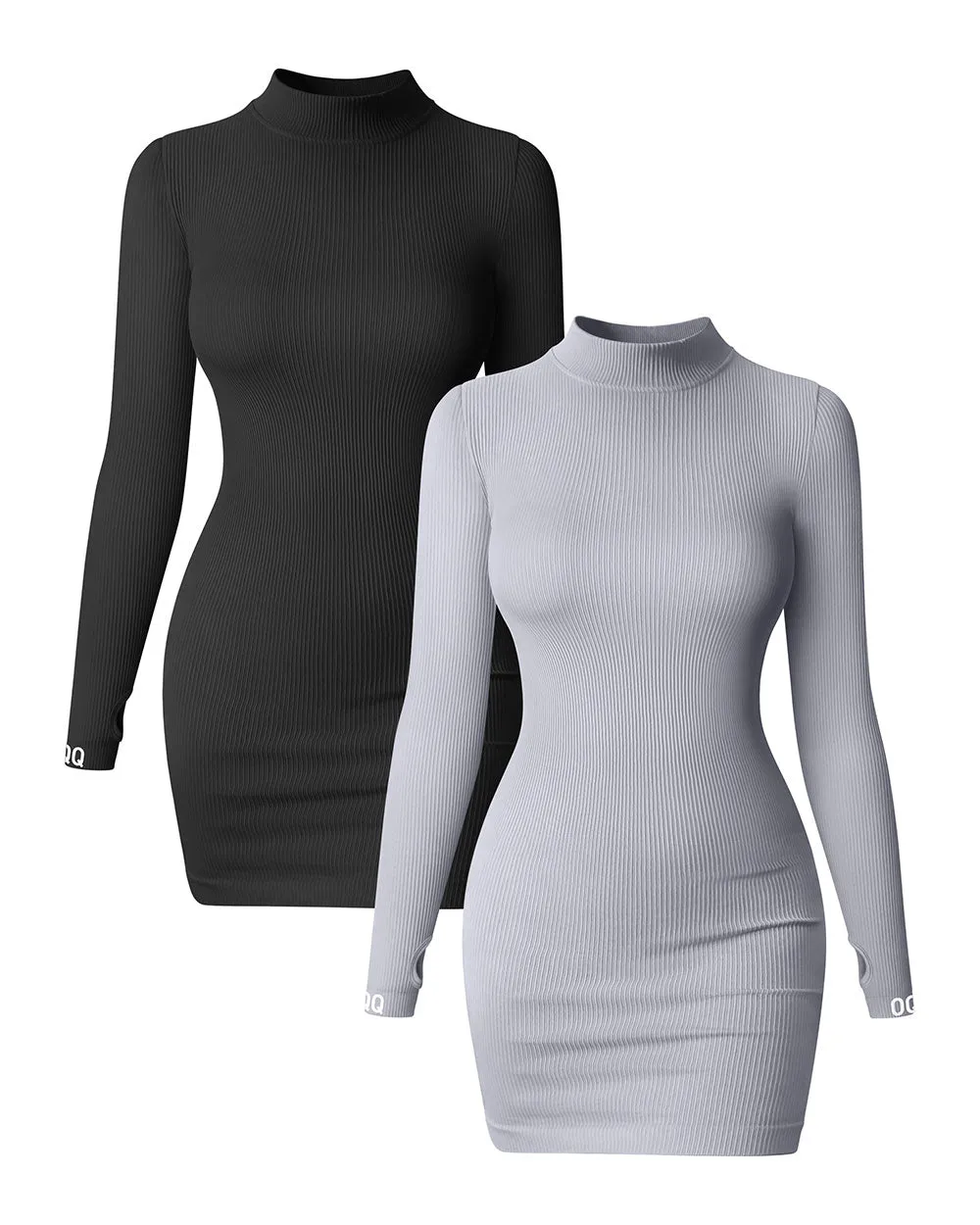 Mock Neck Long Sleeve Mini Dresses