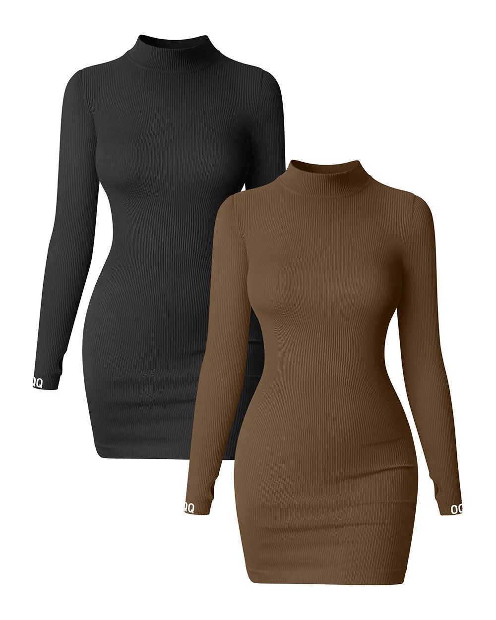 Mock Neck Long Sleeve Mini Dresses