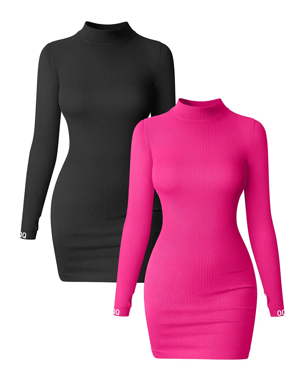 Mock Neck Long Sleeve Mini Dresses