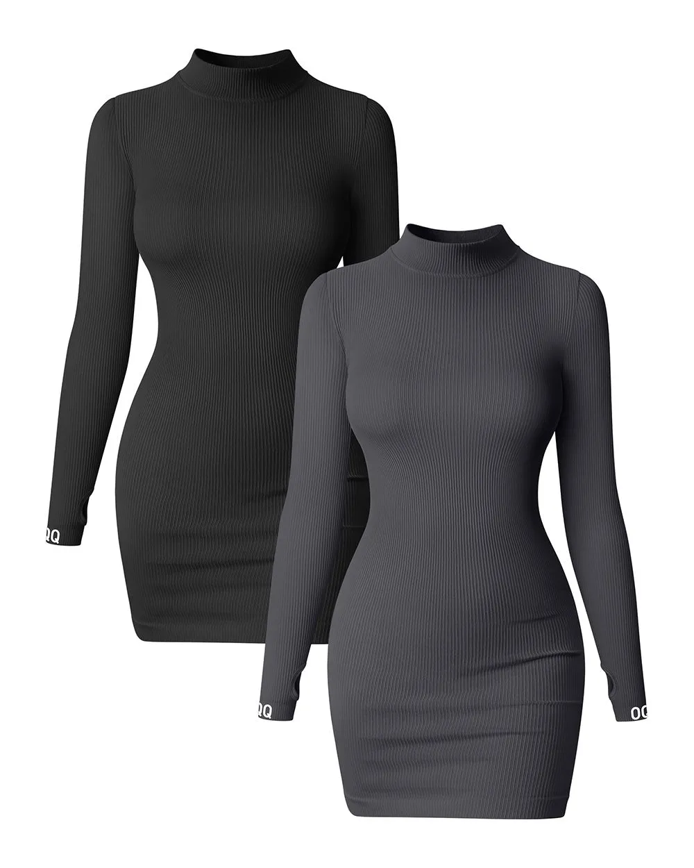 Mock Neck Long Sleeve Mini Dresses