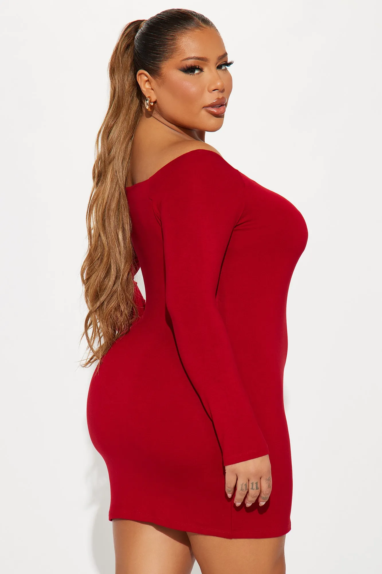 My Go To Off Shoulder Mini Dress - Red